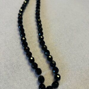 Vintage Black Faceted Bead Necklace